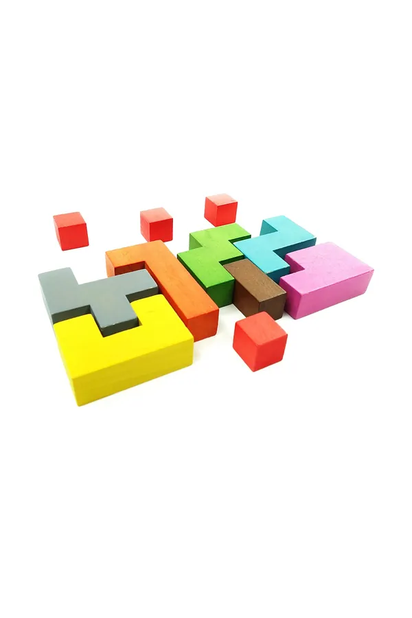 Çok Renkli Ahşap Pentomino Yapboz